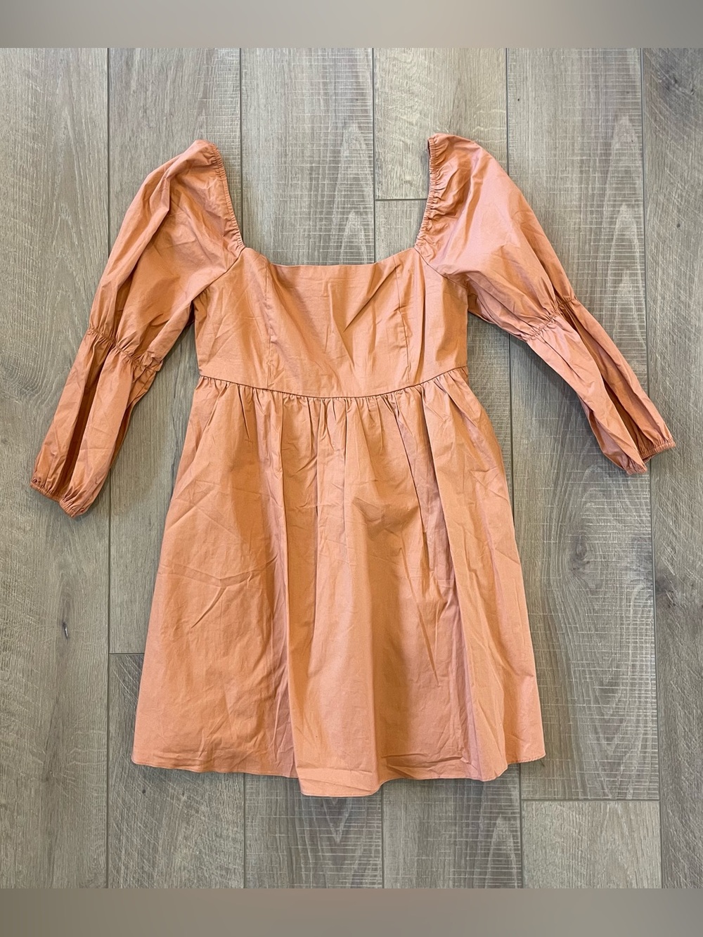 Brand New Square-Neck Peach Puff-Sleeve Apple Picking Minim Dress.